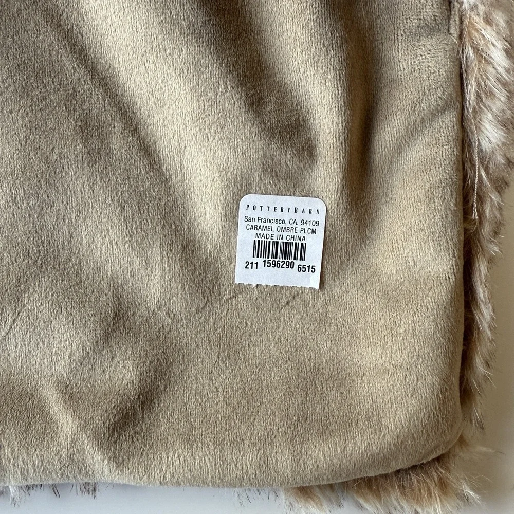 Pottery Barn Faux Fur Placemats Lot Of 4 Caramel Ombre‎ Brown 21 x 18